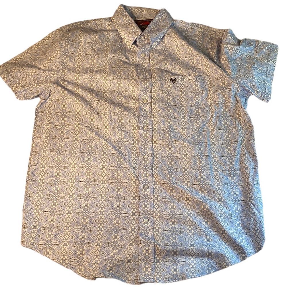 Rock&Roll Denim Men’s ShortSleeve Floral Print Button down Shirt